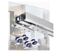Kit de Rails pour Porte de Placard coulissante - Ensemble de Rails à Double Amortisseur à 4 Roues pour Portes escamotables, Longueurs de 3 à 10 Pieds, Finition argentée, quincaillerie à Ferm