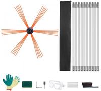 Kit de ramonage – 10 m – Kit de balais de ramonage – Brosse pour insert de cheminée et tuyau de fumée – Nettoyeur de tuyaux – Balai à suie et brosse de cheminée – Avec 10 rallonges