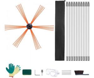 Kit de ramonage – 10 m – Kit de balais de ramonage – Brosse pour insert de cheminée et tuyau de fumée – Nettoyeur de tuyaux – Balai à suie et brosse de cheminée – Avec 10 rallonges