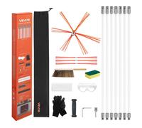 Kit de Ramonage 7 m-VEVOR-Brosse Ramonage Cheminée Extensible Outil de Nettoyage Flexible 90° pour Conduits de Cheminées Carrées