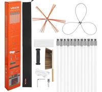 Kit de ramonage, brosse à cheminée extensible jusqu'à 12 m, balai de nettoyage pour cheminée avec deux têtes de brosse, brosse et lunettes de protection, outil de nettoyage pour cheminées carrées, rec