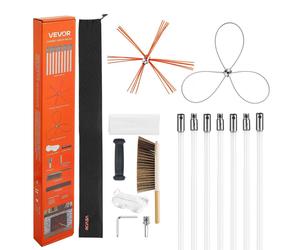 Kit de ramonage, brosse de cheminée extensible jusqu'à 7 m, balai de ramonage à double tête, brosse et lunettes de protection, outil de nettoyage pour cheminées carrées, rectangulaires et en arc