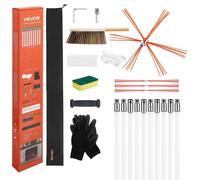 Kit de ramonage, brosse pour cheminée extensible jusqu'à 10 m, kit de nettoyage pour cheminées avec brosses de rechange et lunettes de protection, outil de nettoyage pour cheminées coudées à 90°, pour