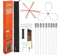 Kit de ramonage, brosse pour cheminée extensible jusqu'à 9 m, balai de ramonage avec deux têtes de brosse, brosse et lunettes de protection, outil de nettoyage pour cheminées carrées, rectangulaires e