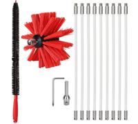Kit de Ramonage Cheminée - Professionnel - 3.6m - Brosse Nylon 100mm - Tiges Flexibles - Accessoires Inclus