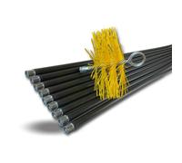 Kit de ramonage classique conduits gainés Hérisson rond synthétique Ø250mm 9 cannes noires Ø17mm creuses 9*1 4 m