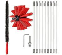 Kit de ramonage de cheminée professionnel 3.6m - Brosse de nettoyage de cheminée en nylon réglable 100mm - Conduits 9 tiges