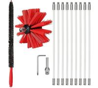 Kit de ramonage de cheminée professionnel 3.6m - Brosse de nettoyage de cheminée en nylon réglable 100mm - Conduits 9 tiges de
