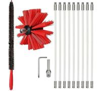Kit de ramonage de cheminée professionnel 3.6m - Brosse de nettoyage de cheminée en nylon réglable 100mm - Conduits 9 tiges