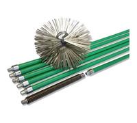 Kit de ramonage pro conduits non gainés Hérisson acier plat Diam. 250 mm 8 50 m en 6 cannes autobloquantes Ressort départ