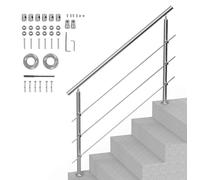 Kit de rampe d'escalier, 150 cm, en acier inoxydable, avec 3 traverses, réglable