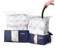 Kit de rangement compact PackShield - 2 Housses et 2 Sacs Sous Vide - Compression avec aspirateur - Grande capacité XXL - Protégez et Transportez Facilement Duvets Couettes Oreillers Vêtements Habits