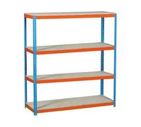 Kit de rangement - SIMON RACK - 2409-4 - Plywood - 2000x2400x900mm - Bleu/Orange/Bois