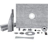 Kit de rebord de douche, kit de receveur de douche 1219 x 1524 mm avec bride centrale en PVC de 50,8 mm, membrane imperméable, grille en acier inoxydable et mastic d'étanchéité, barres de pente pour r