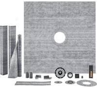 Kit de rebord de douche, kit de receveur de douche 1828 x 1828 mm avec bride centrale en PVC de 50,8 mm, grille en acier inoxydable de 101,6 mm, rebord de douche étanche, membrane et bande, barres de