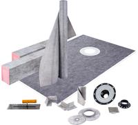 Kit de rebords de douche SucceBuy, 38 x 60 pouces, receveur de douche étanche avec collerette de rehausse en ABS de 4 pouces, grille en acier inoxydable, rebords découpables et membrane pour les insta
