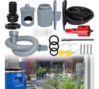 Kit de récupération d'eau de pluie - Raccordement pour cuve de récupération - Jardinage durable - Adapté aux gouttières de 80 à 110 mm - Pour une surface de toit jusqu'à 80 m² - Gris