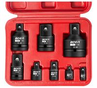 Kit de réducteurs pour adaptateur de percussion, 8 pièces : 1/4", 3/8", 1/2", 3/4". Adaptateur de douille à cliquet en acier chromo-molybdène, finition noire