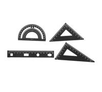 Kit de Règles Mathématiques Noir pour Élèves en Alliage D’aluminium | Format Compact, Léger, Équerre Triangulaire et Demi-arc, Règle Droite, pour Usage Scolaire et Transport Facile