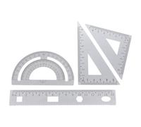Kit de Règles Métalliques DIY en Alliage D'aluminium, Argenté | Règle Droite, Plaque Triangulaire et Demi-arc, Format Compact pour École, Designers et Ingénieurs