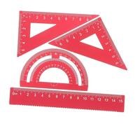 Kit de Règles Métalliques en Alliage D’aluminium pour École, Rouge | Règle Droite, Équerre Triangulaire, Rapporteur Semi-circulaire, Format Compact pour Élèves et Ingénieurs