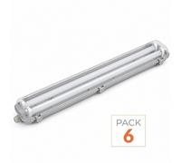 Kit de Réglette LED IP65 + 2 Tube Néon LED 150cm T8 22W - Pack de 6 - Blanc Froid 6000K - 8000K