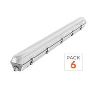 Kit de Réglette LED IP65 + Tube Néon LED 150cm T8 22W - Pack de 6 - Blanc Chaud 2300K - 3500K