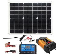 Kit de régulateur de charge solaire 30 A - Système d'énergie solaire complet avec onduleur et fonction de charge USB, gestion du courant solaire pour camping, bateau et alimentation