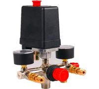 Kit de régulation pour compresseur 220 V avec 2 manomètres et une vanne - Accessoires pour compresseurs d'air - Régulateur de pression avec système de pompe de secours.