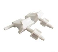 Kit de remplacement de charnières de siège de toilette en plastique blanc - Fixations de fixation supérieures pour couvercle de toilettes en forme de D - Ensemble d'installation de boulons et écrous