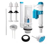 Kit de remplacement réglable double chasse d'eau avec vanne d'admission et de vidange, mécanisme de chasse d'eau et bouton poussoir, matériau PP, compatible avec les réservoirs de salle de bain