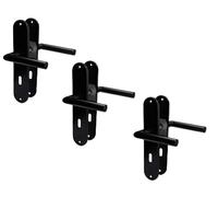 Kit de rénovation de porte, plaque longue, en acier inoxydable, noir, pour 3 portes de chambre avec trou de serrure, poignée de porte, poignée de porte