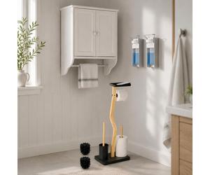 Kit de rénovation pour salle de bains « Hygiène » (3 pièces) – Paire de distributeurs de savon, armoire murale et porte-rouleau