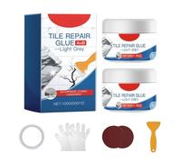 Kit de réparation de carrelage 100 g - Étanche - Colle de réparation pour carrelage - Pour réparer les rayures, les trous et les fissures - Pour lavabos et baignoires (gris clair, 1 lot)