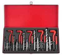 Kit de réparation de filetage - Jeu de tarauds 131 pièces - Inserts de filetage Helicoil - M5, M6, M8, M10, M12 - Usinage des métaux - Rouge
