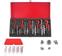 Kit de réparation de filetage - XC-LWXF - 131 pièces - Forets en HSS - Inserts de filetage Helicoil - M5, M6, M8, M10, M12 - Filetages gauches - Rouge vif