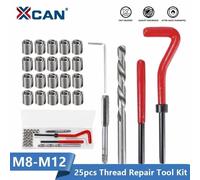 Kit de réparation de filetage XCAN M3 M4 M5 M6 M8 M10 M12 M14 Inserts de filetage de vis pour restaurer les filetages endommagés outils de réparation foret 25 pièces M12x1.0