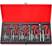 Kit de réparation de filetages, 131 pièces - Outil pour inserts Helicoil - M5, M6, M8, M10, M12 - Pour la réparation des filetages endommagés dans le métal - Rouge