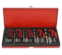 Kit de réparation de filetages - Inserts filetés, tarauds et forets - 131 pièces - HSS/acier inoxydable/acier au carbone - Mallette à outils 37,8 × 17,8 × 3,2 cm - Blanc