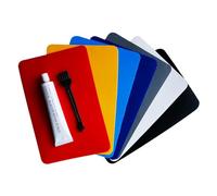 Kit de réparation gonflable Kit de réparation PVC 30 ml adhésif fort, 6 patchs couleurs aléatoires et brosse pour kayaks, matelas pneumatiques, planches à pagaie et piscines gonflables, kayak, tap
