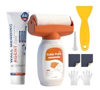 Kit de Réparation Murale avec Peinture au Rouleau 500g et Enduit de Rebouchage 250g, Peinture Blanche pour Taches et Fissures, Kit DIY Wall Mending Agent avec Accessoires