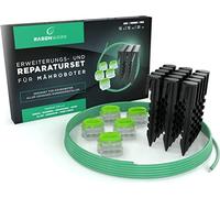 Kit de réparation pour câble périphérique RASENWERK® destiné aux tondeuses robotisées - 30 piquets de fixation de forme brevetée - 10 connecteurs à gel étanches - 10 m de câble périphérique universel