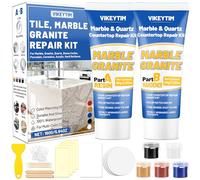 Kit de Réparation pour Marbre et Granit (Couleurs Assortie) 160g | Kit Reparation Carrelage pour Trous Fissures Défauts Éclats, Remplissage Reconstruction Marbre Céramique Pierre Surface Dure