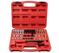 Kit de Restauration de Filetage 42 Pièces, Outil de Réparation de Filetage avec 19 Tarauds, 21 Filières et Limes à Filetage, Tailles UNC UNF et Métriques, Coffret Rouge pour Écrous, Vis, Auto et Ateli
