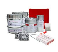 Kit de revêtement de sol en résine époxy pour 25 m² avec vernis de finition | RAL 7001 - Gris Argent, 12,7 kg | Pour béton garage, sous-sol | Antidérapant, résistant aux produits chimiques | SwissTech