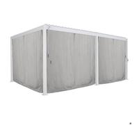 Kit de rideaux, moustiquaires et rails pour pergola bioclimatique EVORA Gris clair 6 x 3,6 m - 8 rails, rideaux Hespéride