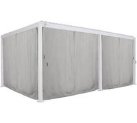 Kit de rideaux, moustiquaires et rails pour pergola bioclimatique EVORA Gris clair 6 x 3,6 m - 8 rails, rideaux Hespéride