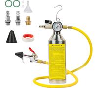 Kit de rinçage climatisation automobile nettoyage tuyaux pour serpentins | Réservoir inox 1000ml avec manomètre 220PSI, soupape de sécurité, buses anti-retour pour nettoyage profond des conduites
