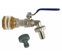 Kit de robinet à bille en laiton avec raccord pour tuyau – Passage pour réservoir et robinet de vidange pour cuves de récupération d'eau de pluie et réservoirs d'eau, 3/4 de pouce (25 mm), filetage ex