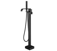 Kit de robinet de baignoire - Remplisseur cascade autonome et douchette à main pour salles de bains modernes - Design élégant monté au sol